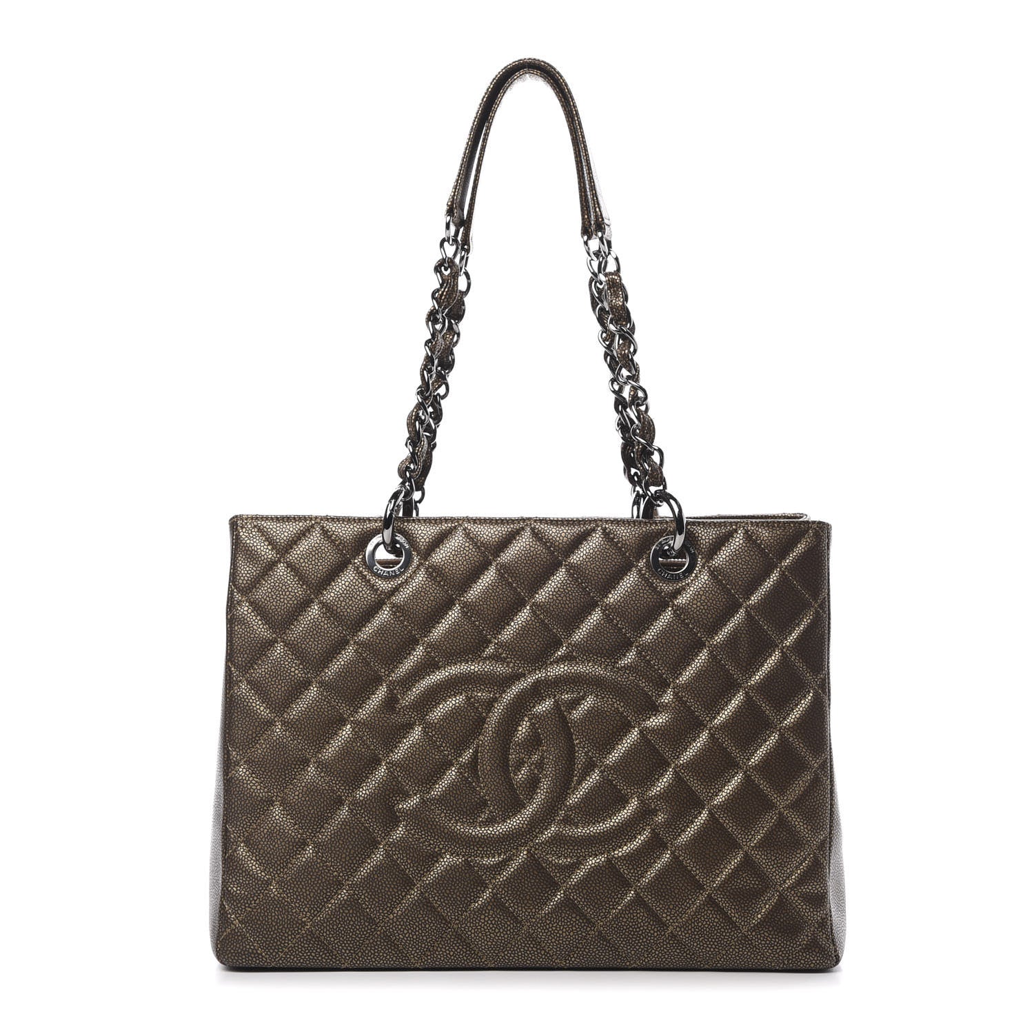 Chanel Metallic Caviar Quilted Grand Shopping Tote GST Bronze 1 of 11