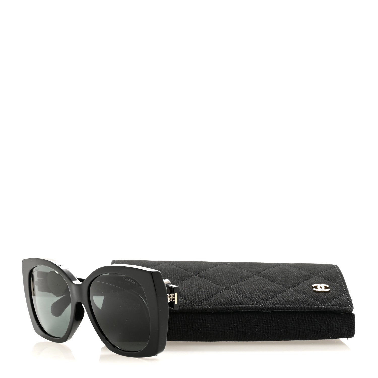 Chanel Acetate Square CC Heart Sunglasses 5519-A Black White 8 of 8