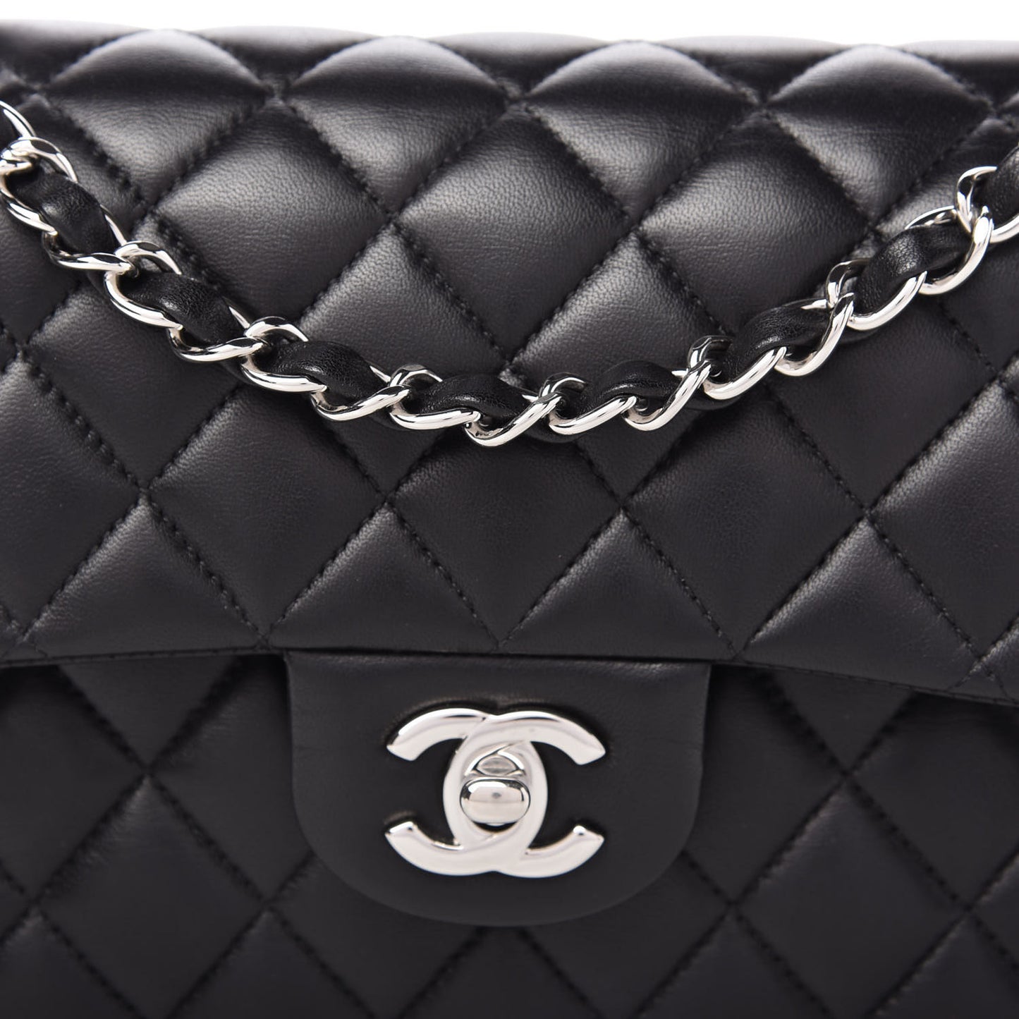 Lambskin Quilted Small Double Flap Black