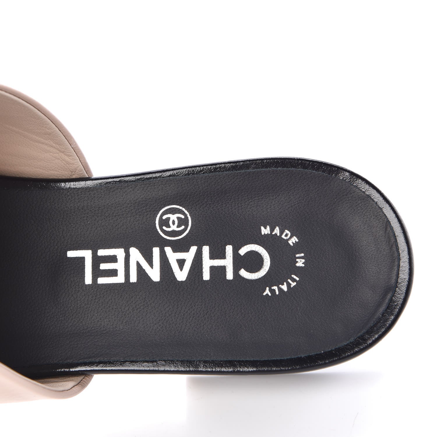 Chanel Calfskin CC Thong Sandals 41 Beige Black 7 of 9
