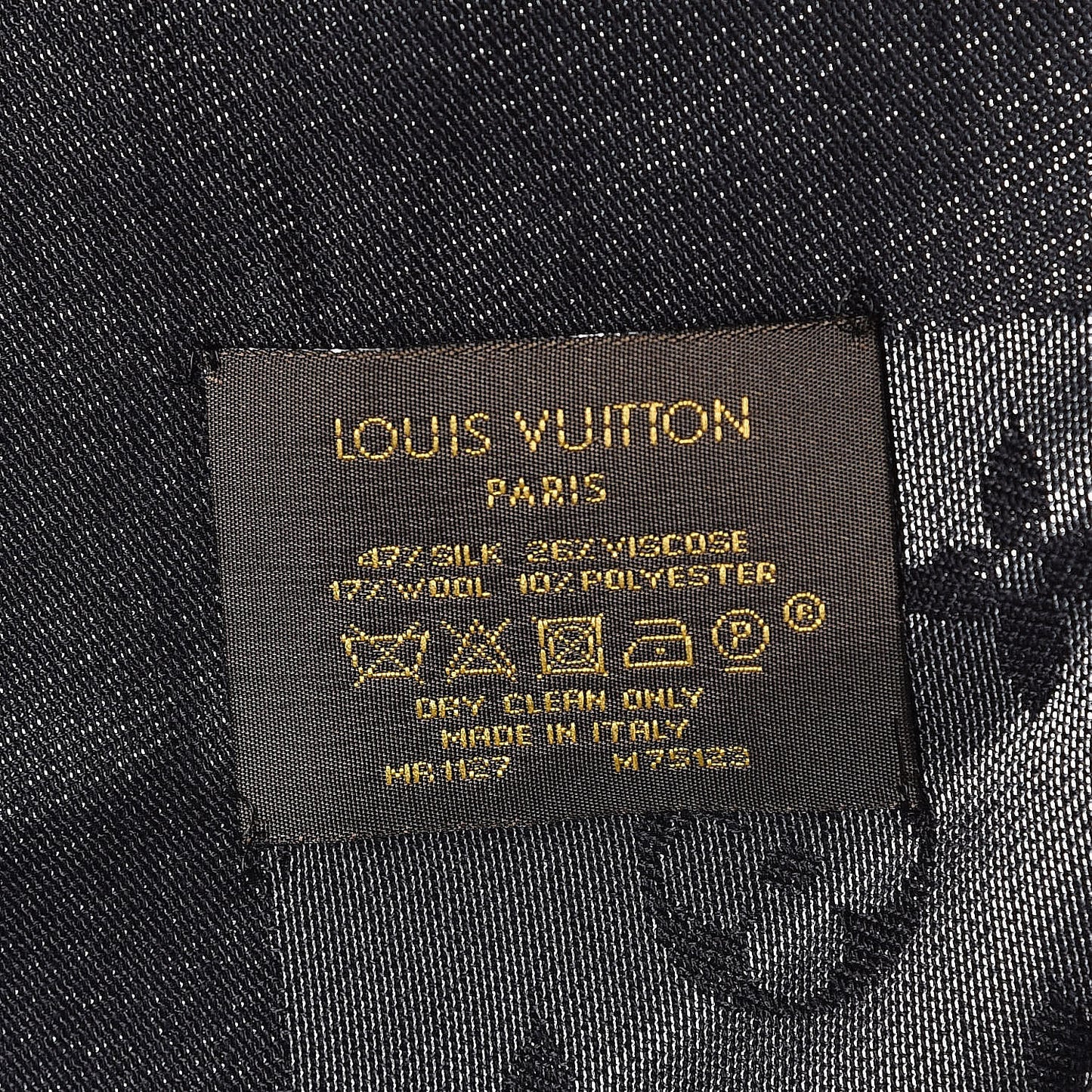 Silk Lurex Wool Monogram Shine Shawl Black
