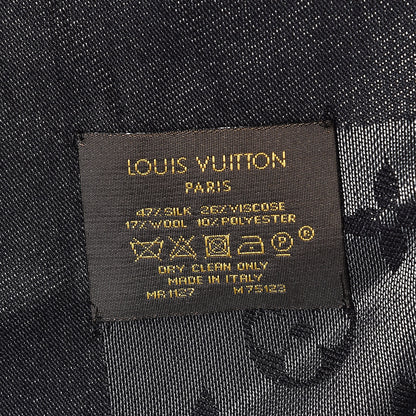 Louis Vuitton Silk Lurex Wool Monogram Shine Shawl Black 3 of 3