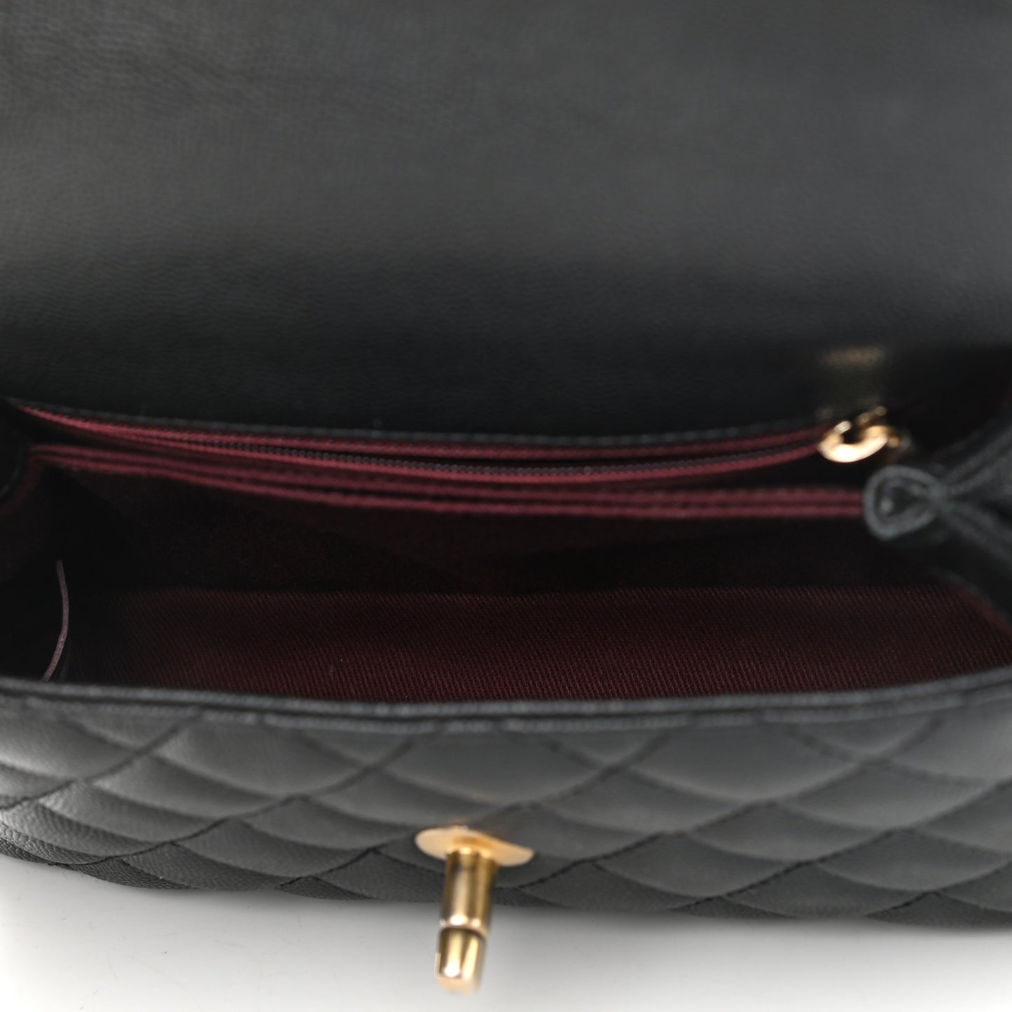 Caviar Quilted Mini Coco Handle Flap Black