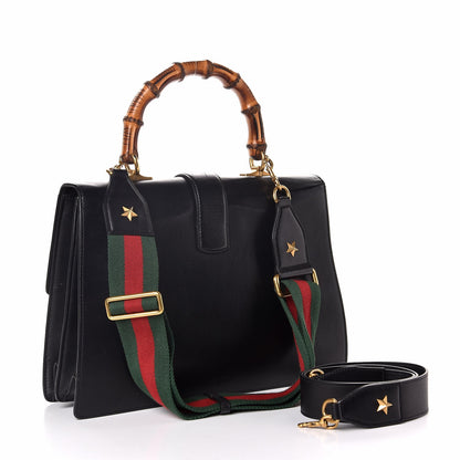 Gucci Calfskin Bamboo Web Large Dionysus Top Handle Bag Black Bright Evergreen Hibiscus Red 5 of 9
