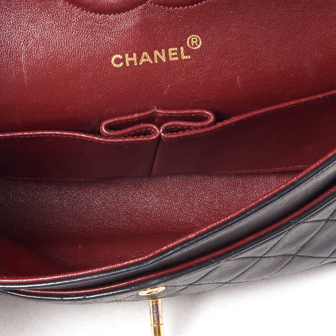 Lambskin Quilted Medium Double Flap Black