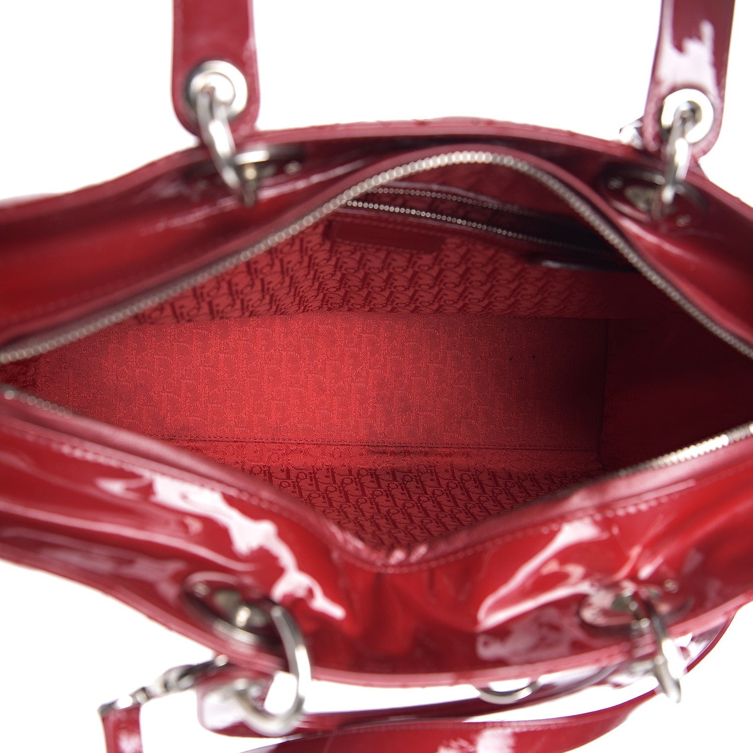 Christian Dior Patent Cannage Large Lady Dior Red 4 of 9