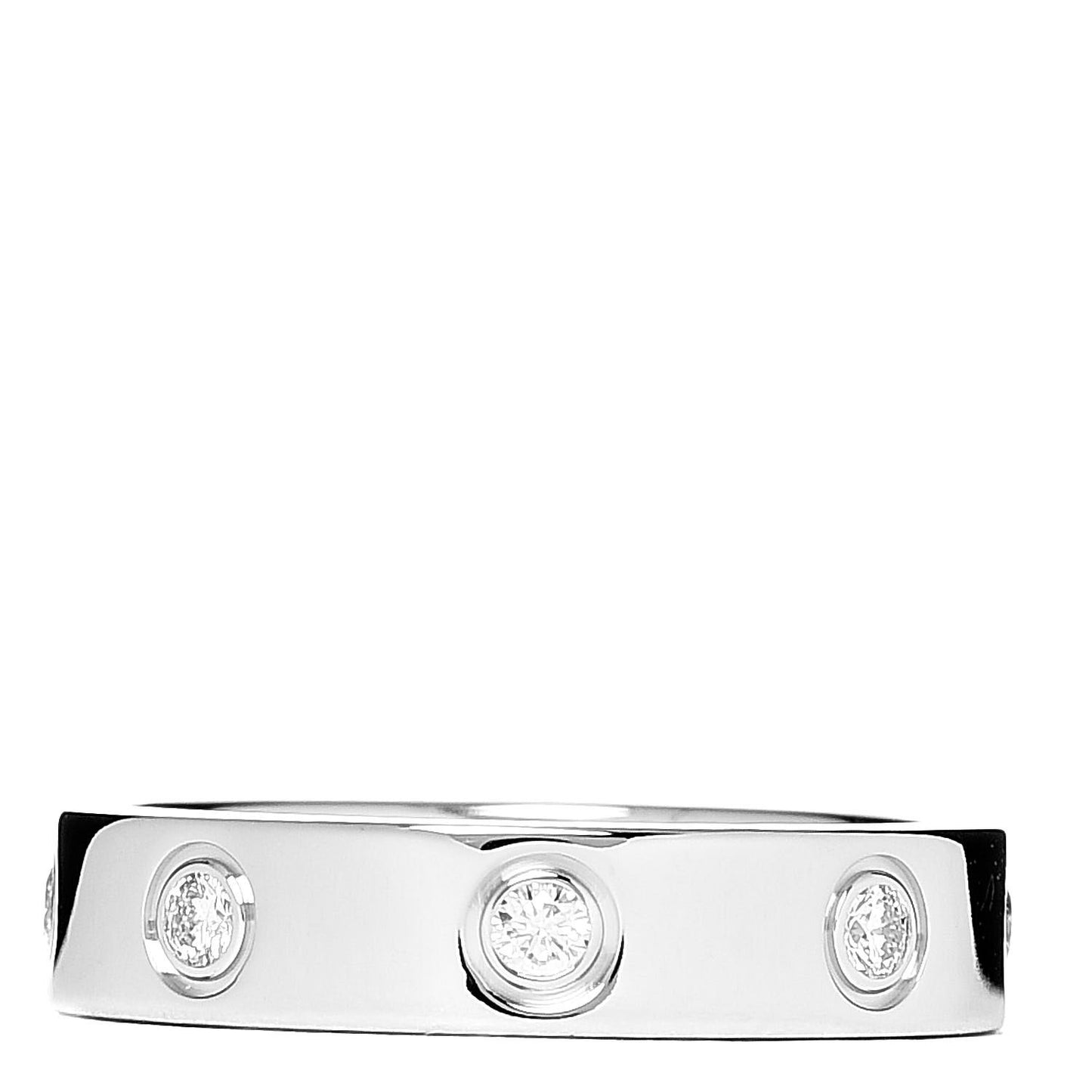 18K White Gold 8 Diamond 4mm Wedding Band LOVE Ring 49 4.75