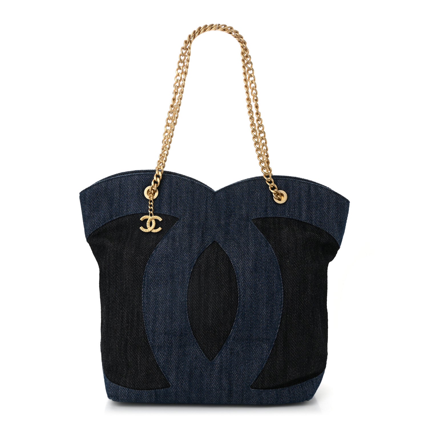 Chanel Denim Large Two Tone CC Shopping Tote Blue 1 of 11