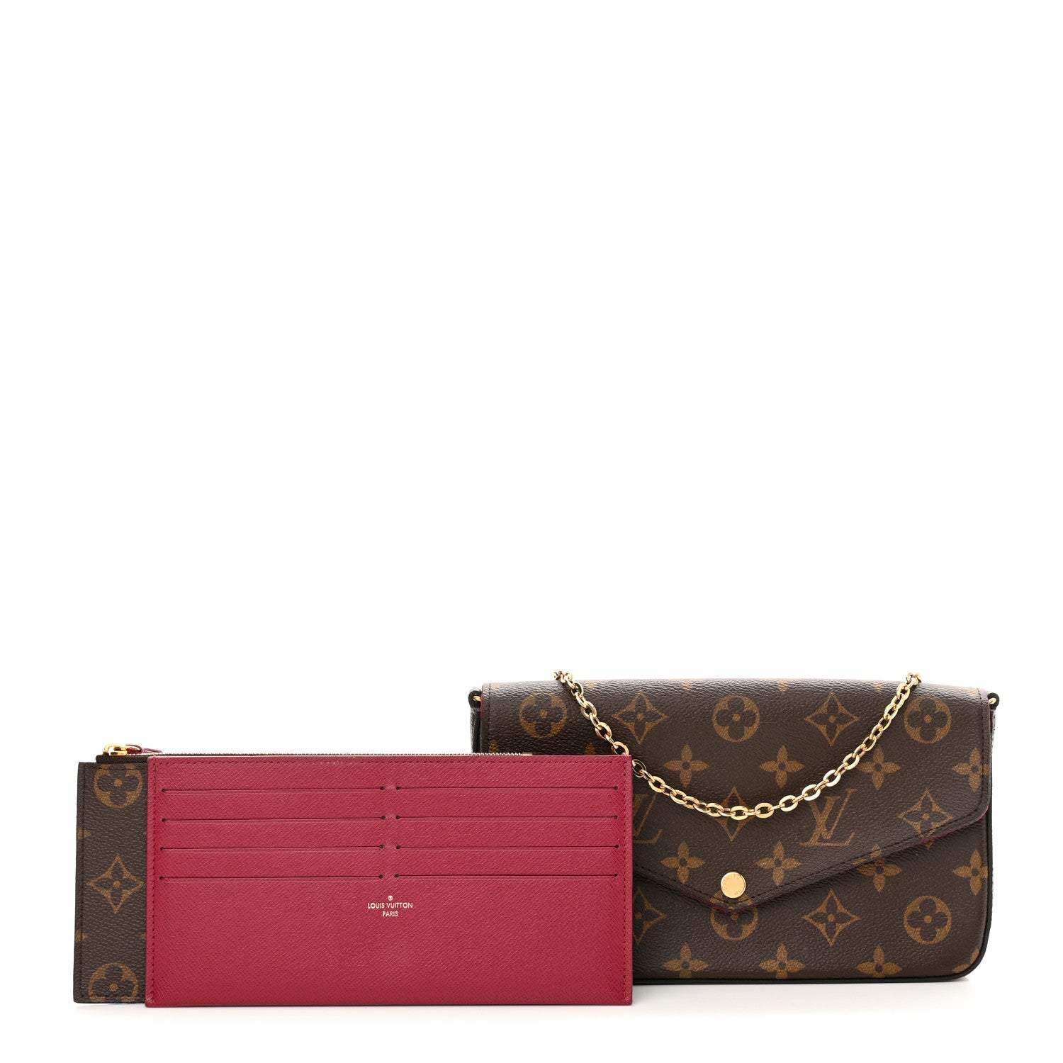 Louis Vuitton Monogram Pochette Felicie Chain Wallet Fuchsia 1 of 12