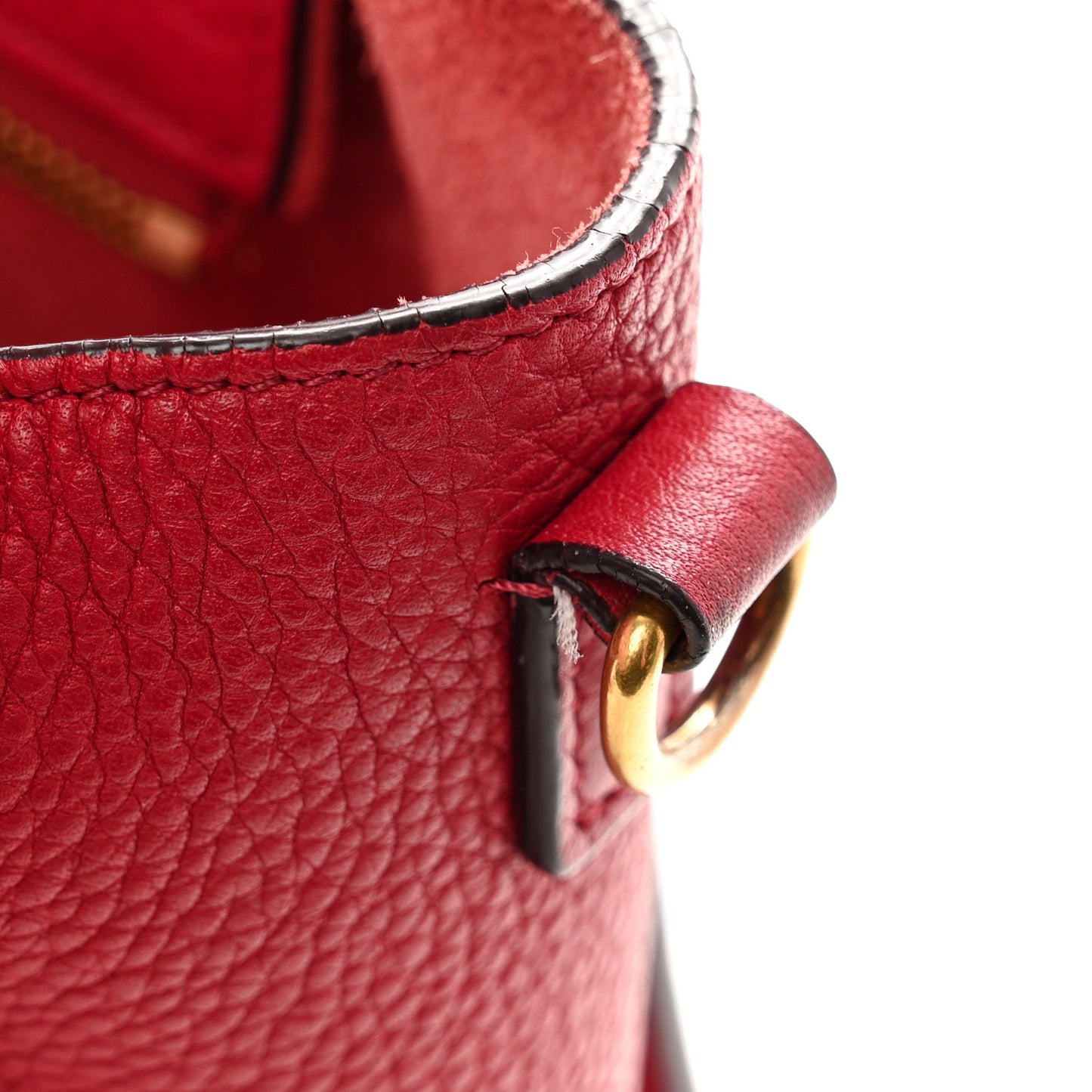 Drummed Calfskin Nano Luggage Red