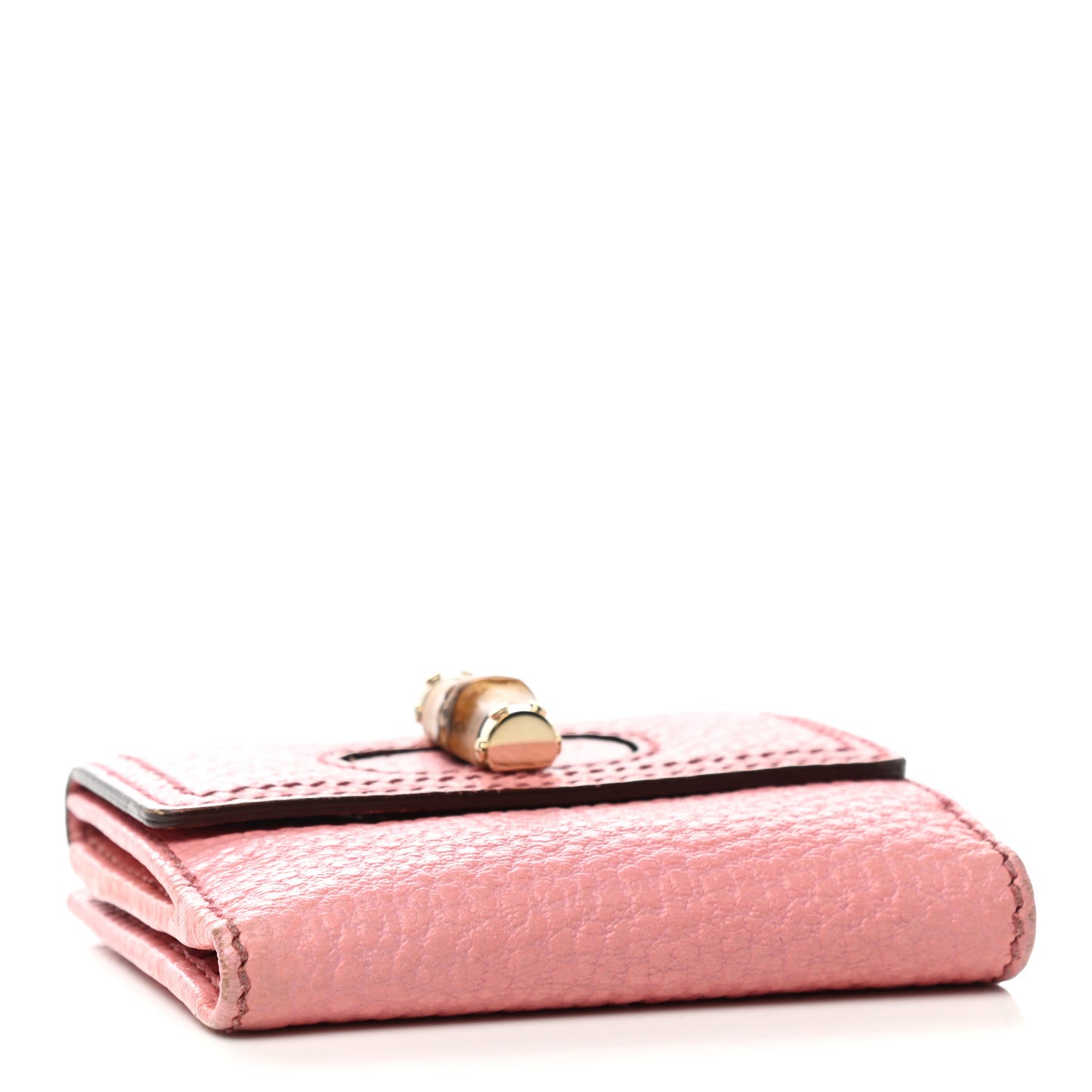 Calfskin Bamboo French Wallet Pink
