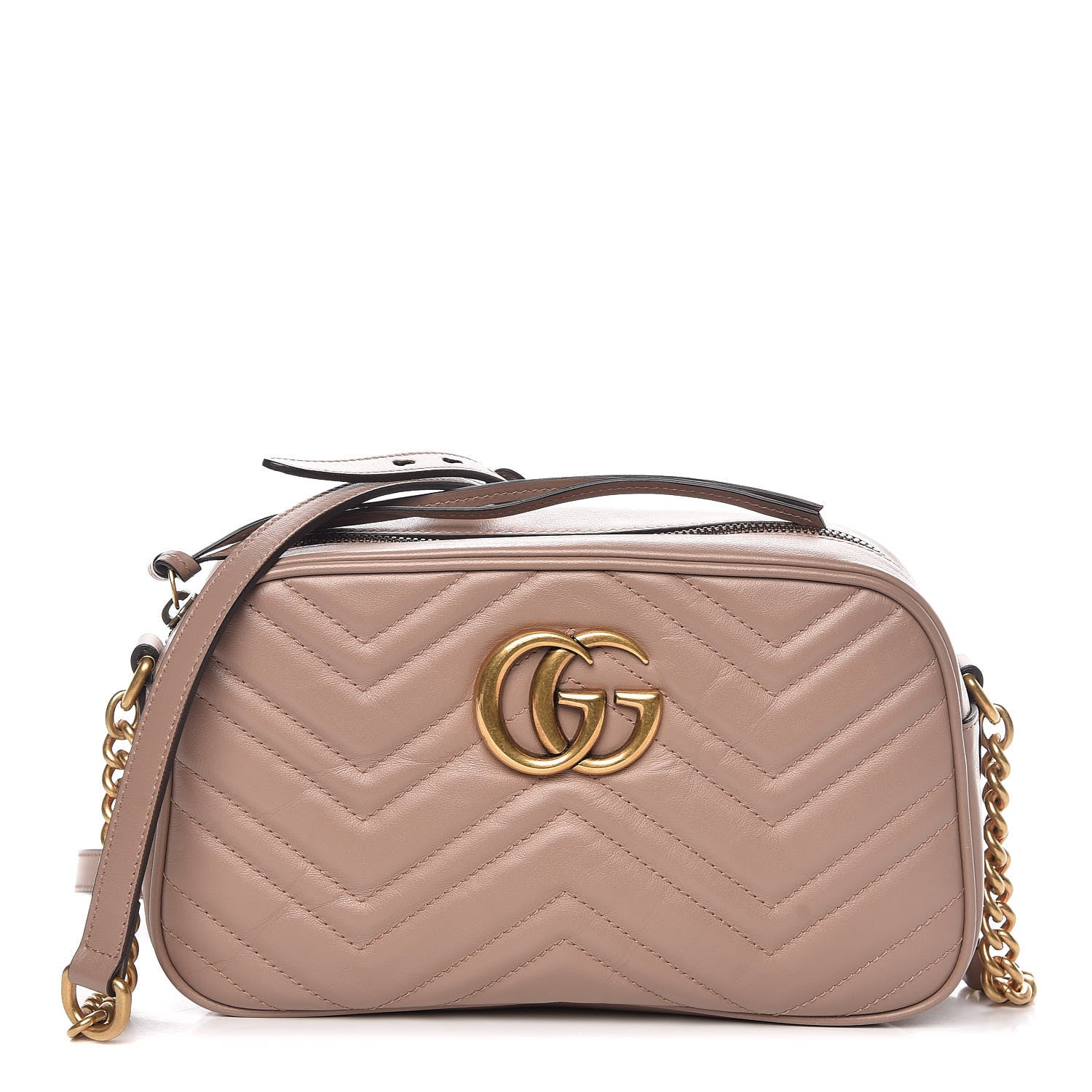 Gucci Calfskin Matelasse Small GG Marmont Chain Shoulder Bag Taupe 1 of 10