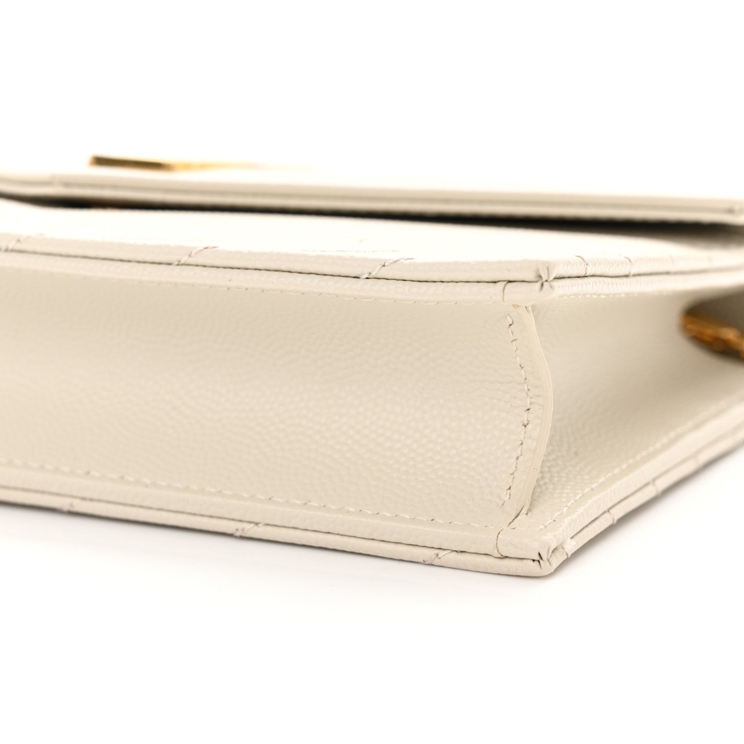 Saint Laurent Grain De Poudre Matelasse Chevron Monogram Envelope Chain Wallet Crema Soft 9 of 10
