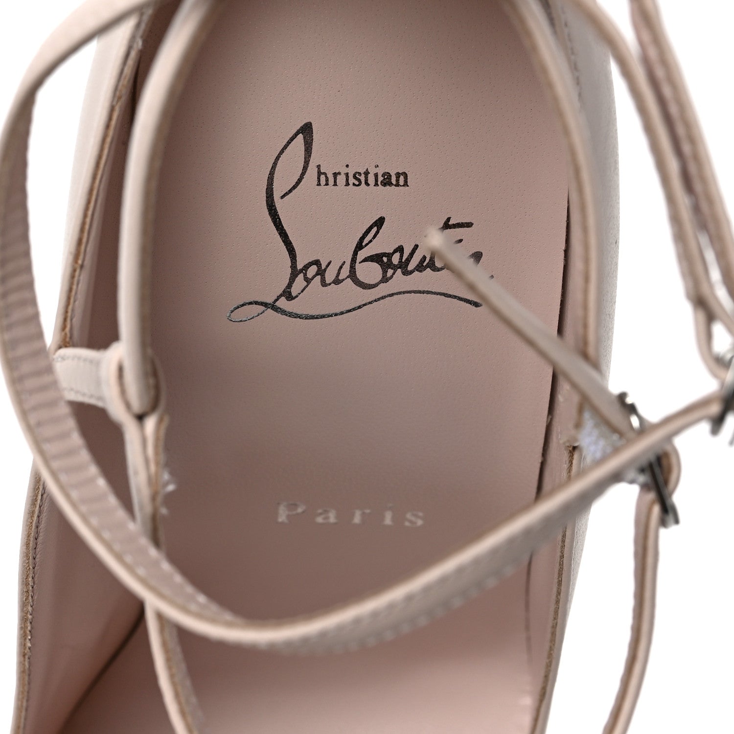 Christian Louboutin Nappa Conclusive 100 Ankle Strap Pumps 36.5 Leche 7 of 8