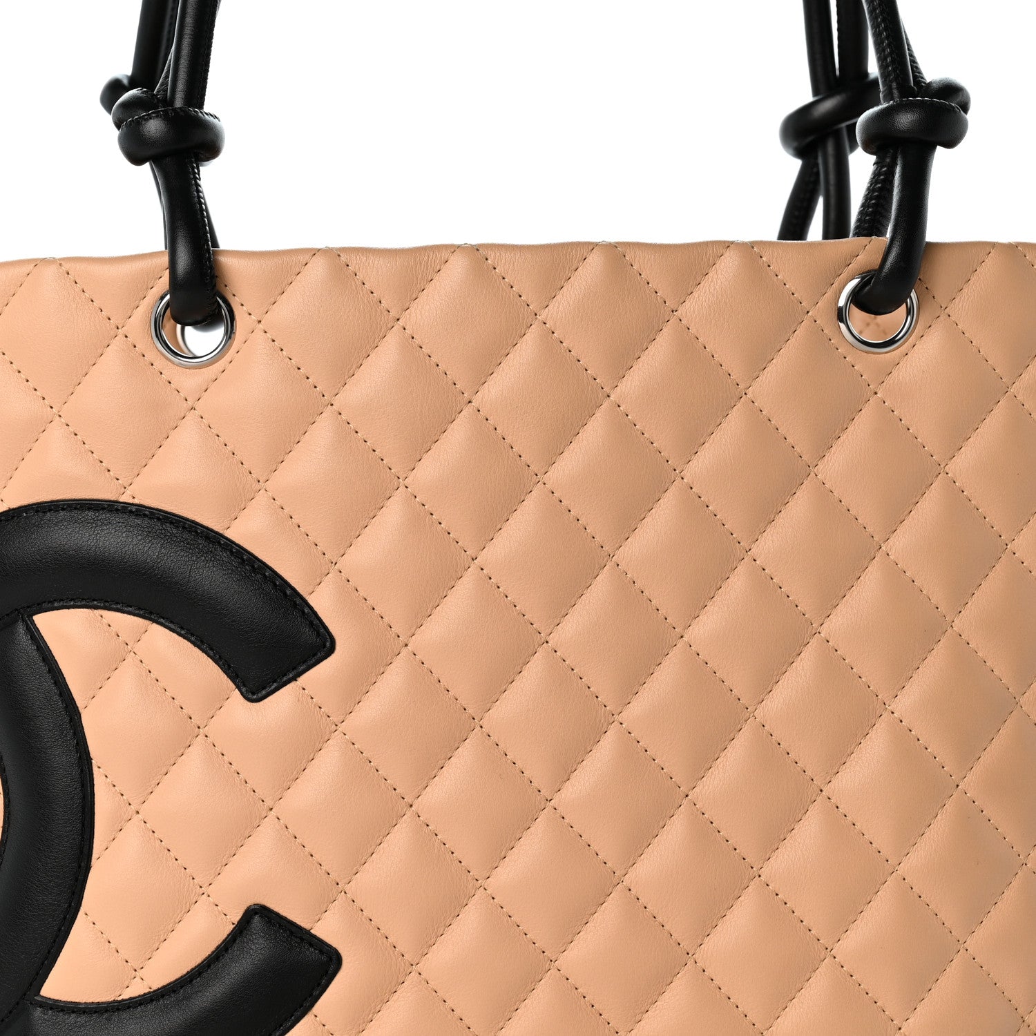 Chanel Calfskin Quilted Large Cambon Tote Beige Black 8 of 13
