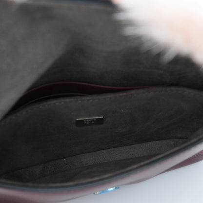 Fendi Shiny Nappa Mink Fox Fur Crystal Micro Buggie Baguette Bordeaux Rust Multicolor 6 of 8
