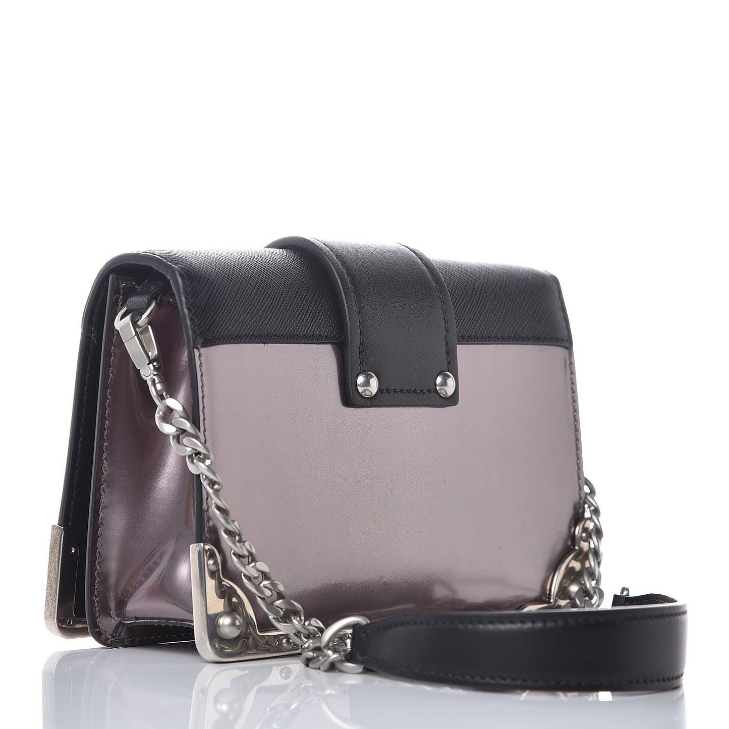 Metallic Vitello Saffiano Cahier Bag Ferro Black