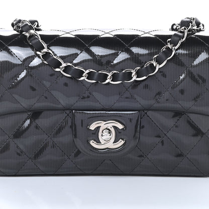 Chanel Striated Patent Calfskin Quilted Mini Rectangular Flap Black 8 of 13