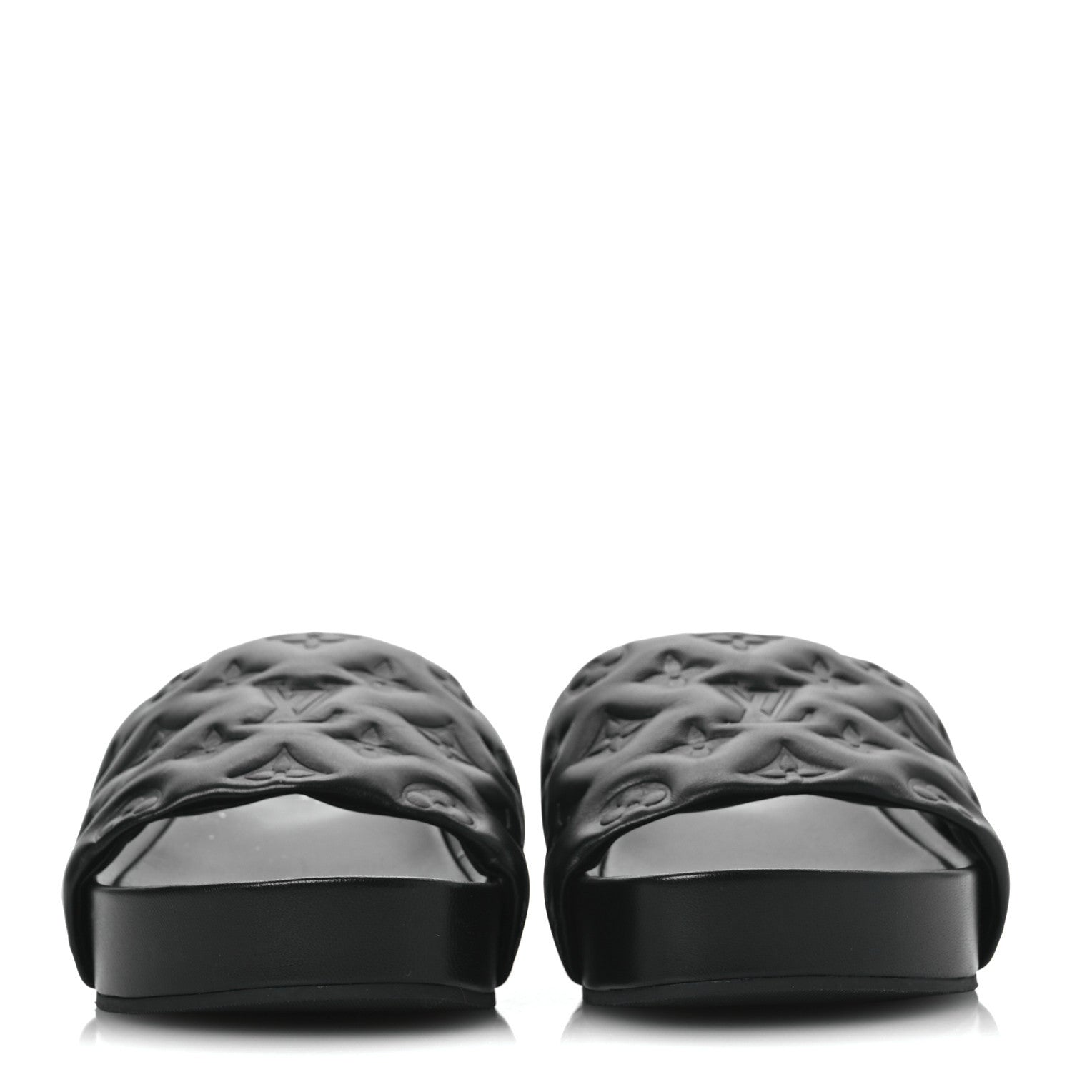 Louis Vuitton Lambskin Embossed Monogram Jumbo Flatform Mule Sandals 40 Black 3 of 12