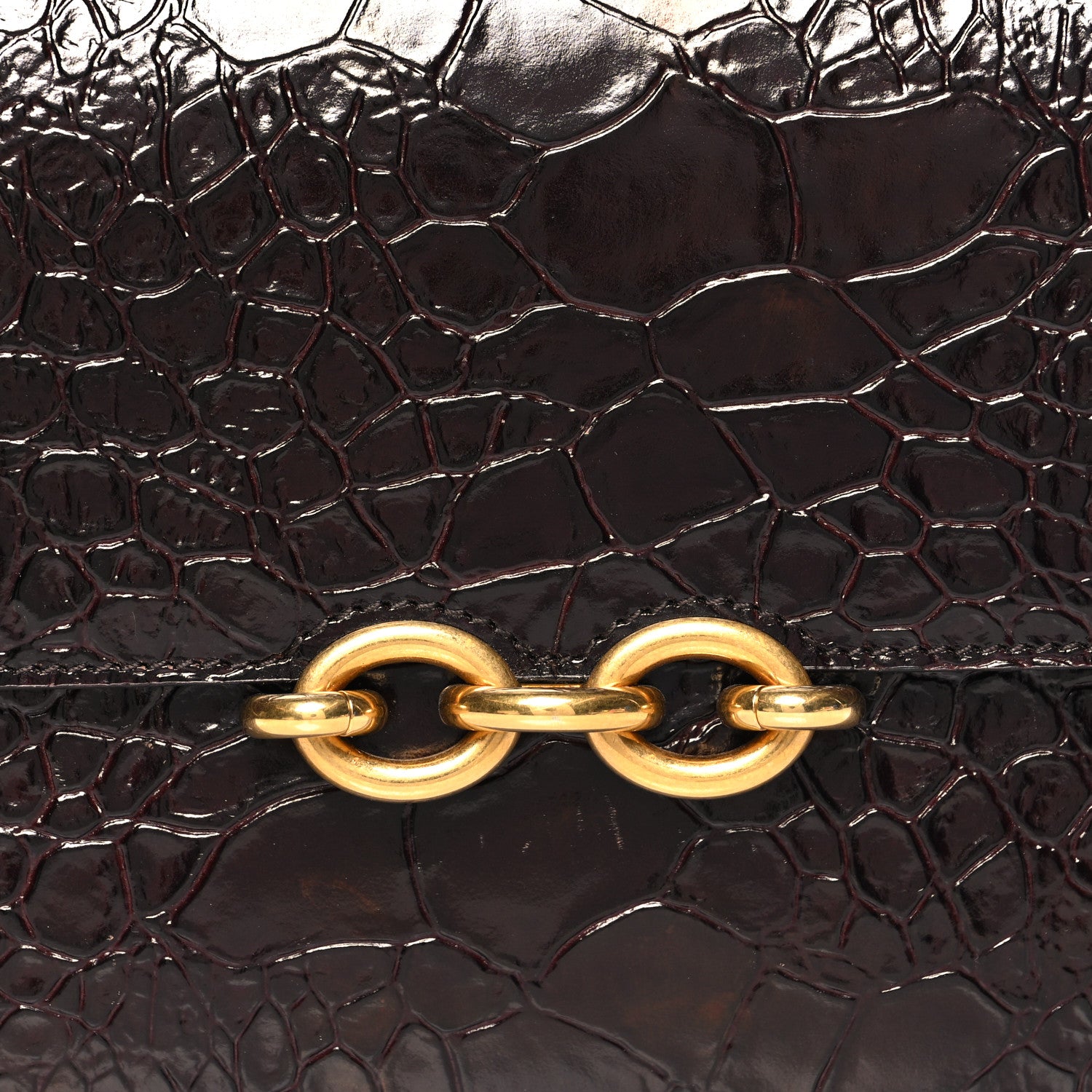 Saint Laurent Shiny Crocodile Embossed Calfskin Le Maillon Satchel Coffee 9 of 12