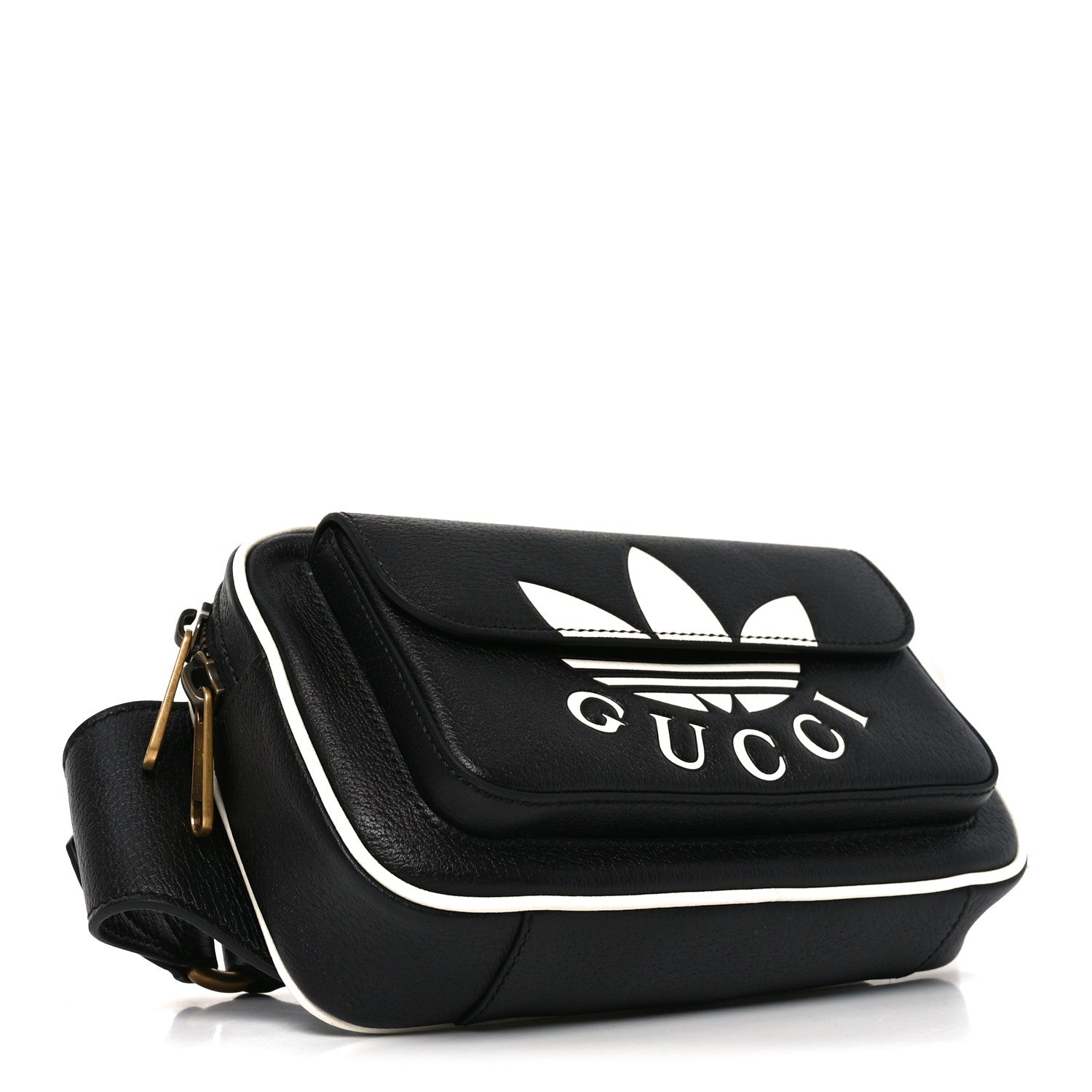 Gucci X ADIDAS Textured Dollar Calfskin Belt Bag Black 4 of 10