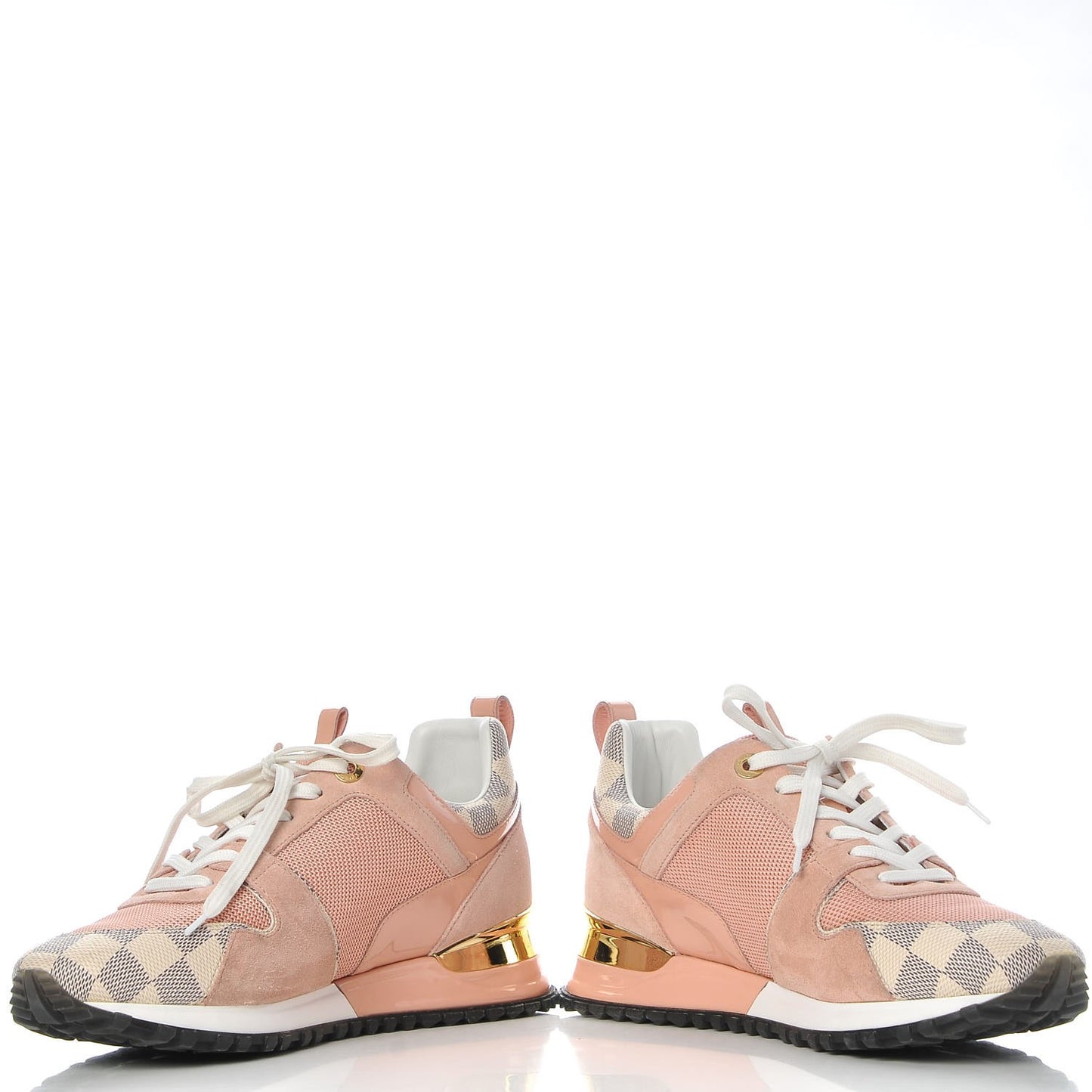 Suede Damier Azur Run Away Sneakers 38 Pink