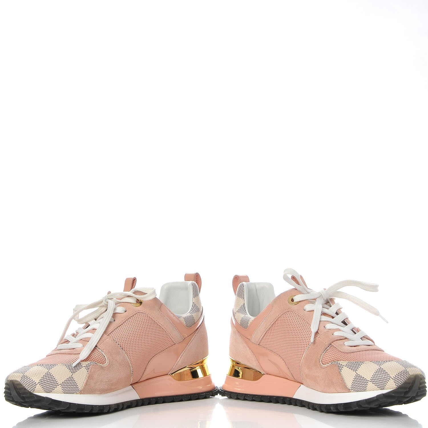 Louis Vuitton Suede Damier Azur Run Away Sneakers 38 Pink 6 of 12