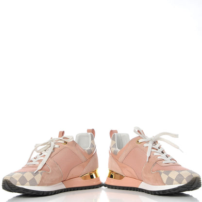 Louis Vuitton Suede Damier Azur Run Away Sneakers 38 Pink 6 of 12