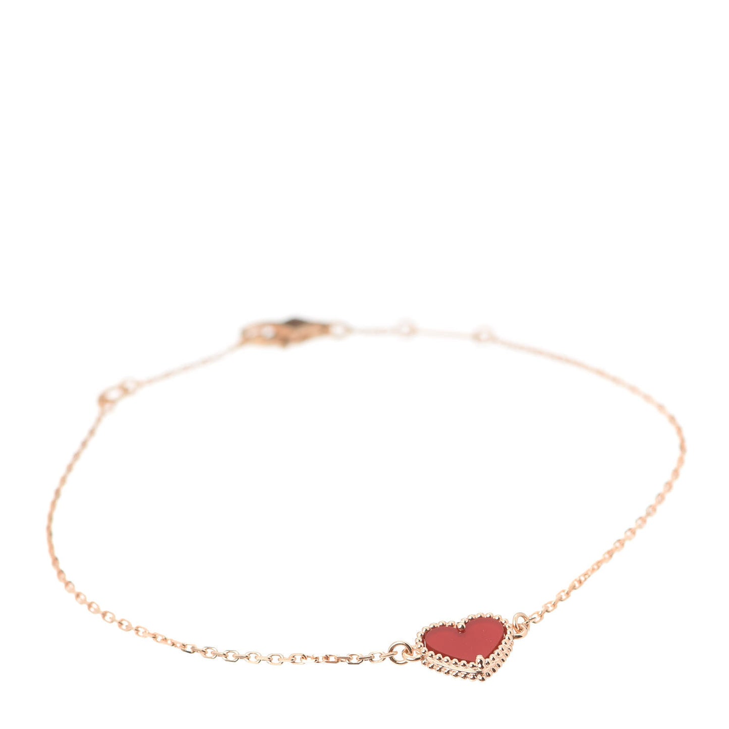 18K Rose Gold Carnelian Sweet Alhambra Heart Bracelet