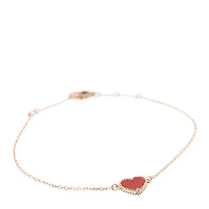 Van Cleef & Arpels 18K Rose Gold Carnelian Sweet Alhambra Heart Bracelet 1 of 8