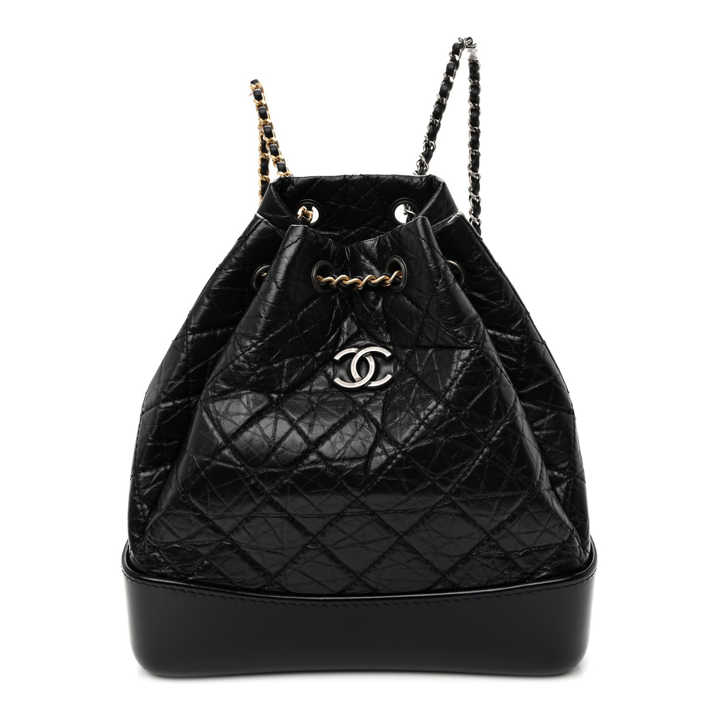 Aged Calfskin Quilted Small Gabrielle Backpack Black