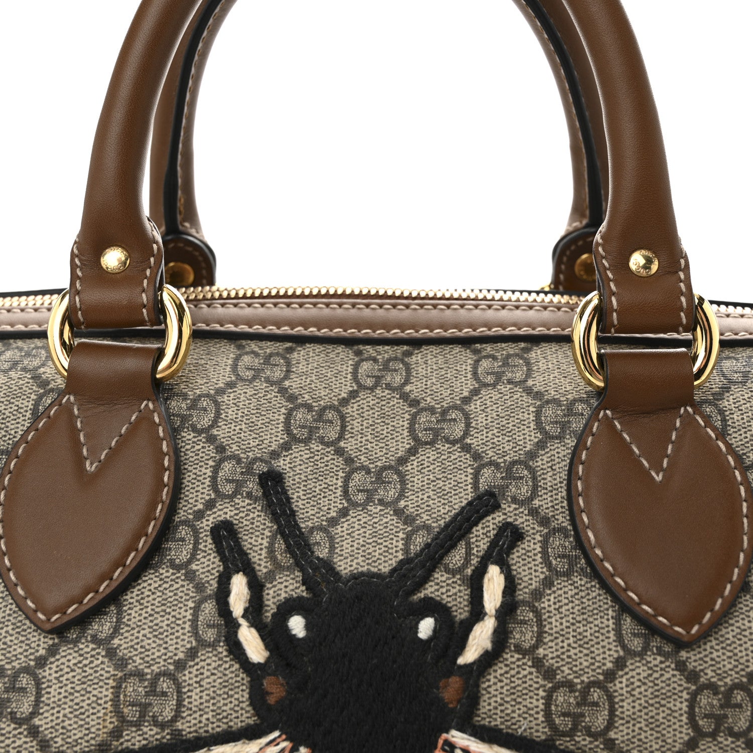Gucci GG Supreme Monogram Bee Embroidered Medium Boston Beige Tuscany 8 of 10