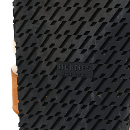 Hermes Suede Goatskin Woolskin Womens Chypre Sandals 39.5 Brun Fume Ecru 8 of 10