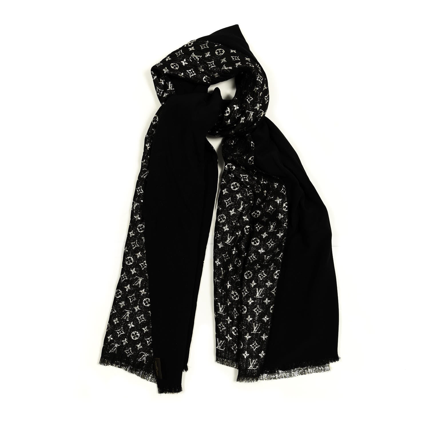 Louis Vuitton Silk Monogram So Glitter Stole Black 1 of 3