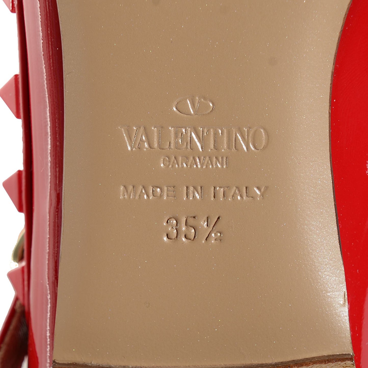 Patent Monochrome Rockstud Cage Ballerina Flats 35.5 Rosso Valentino
