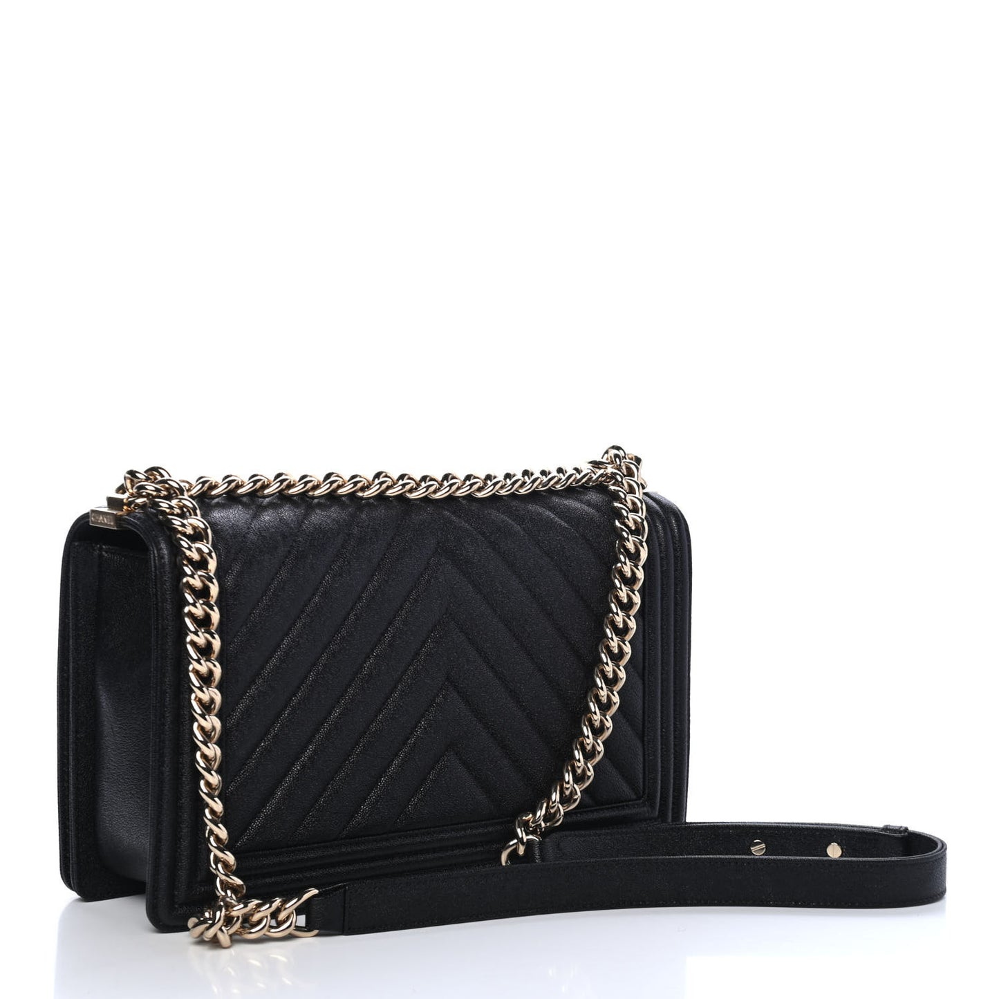Caviar Chevron Quilted New Medium Boy Flap Black