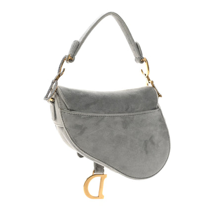 Christian Dior Velvet Crystal Mini Saddle Bag Grey 3 of 9