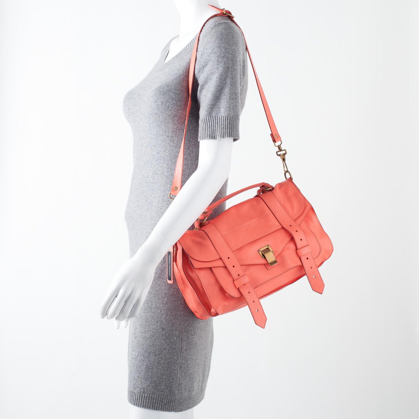 Lambskin PS1 Medium Satchel Neon Coral