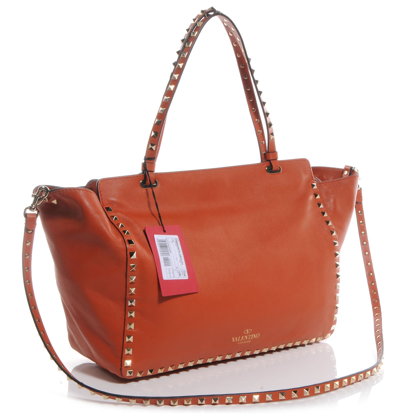 Vitello Medium Rockstud Tote English Red