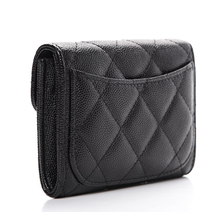 Chanel Caviar Quilted Flap Card Holder Wallet Black 2 of 8