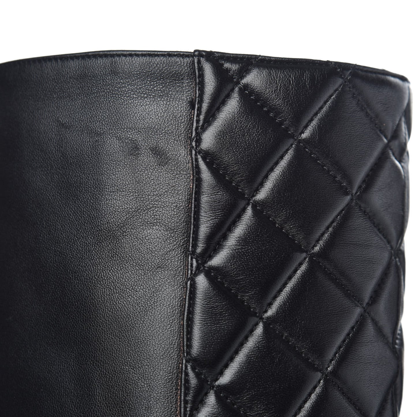 Lambskin Quilted Reissue Knee High Tall Boots 38.5 Black