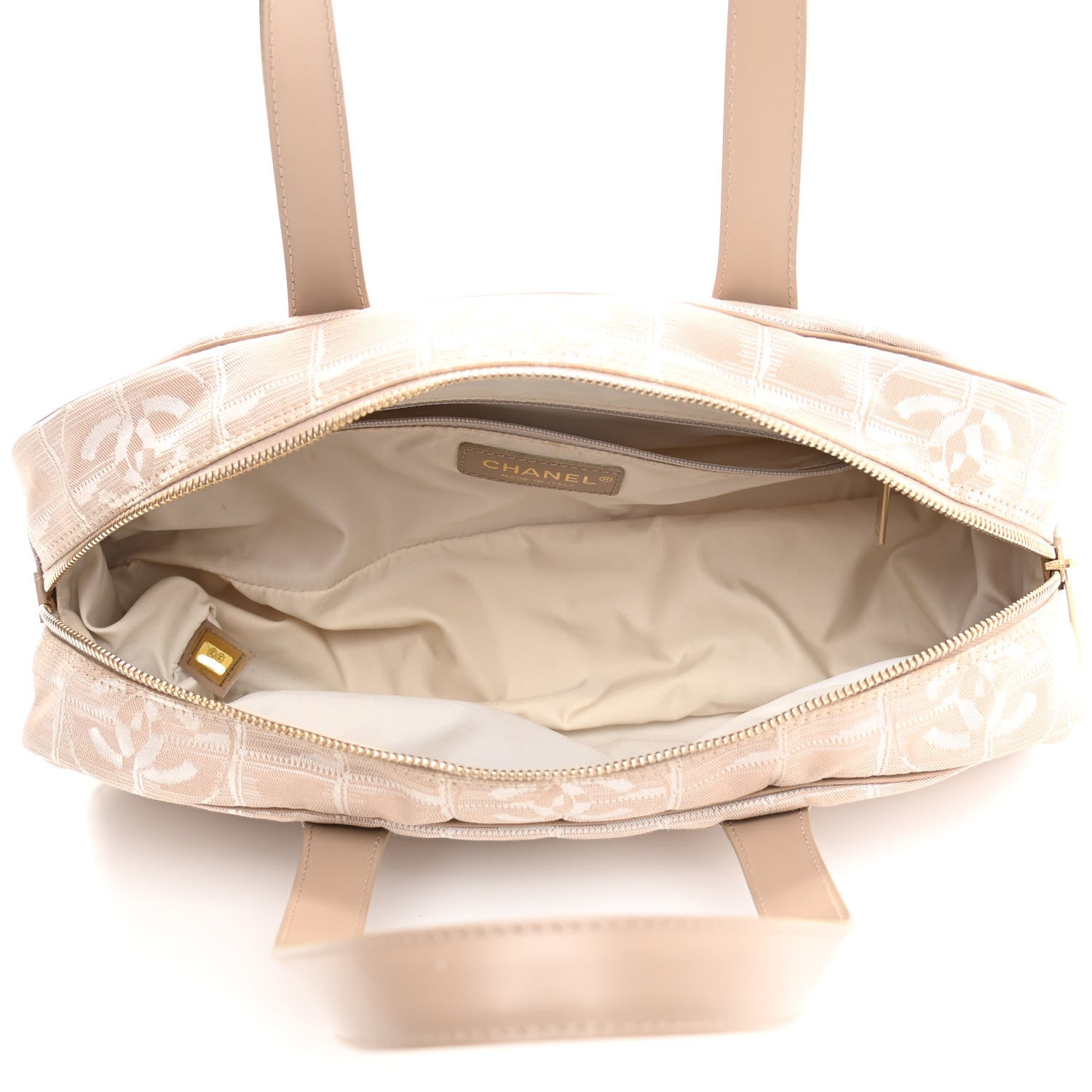 Chanel Nylon Travel Bowler Beige 5 of 10