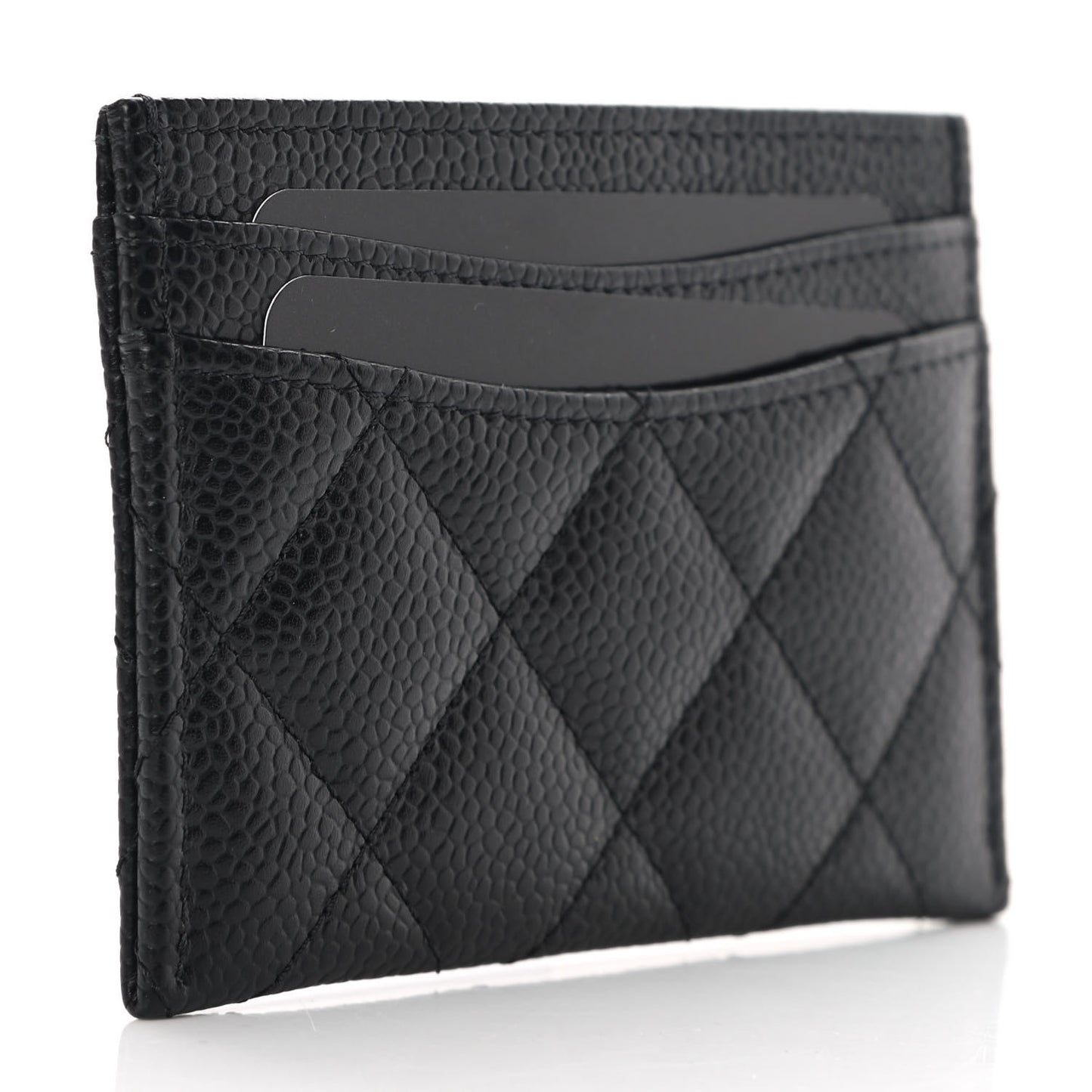 Caviar Quilted Card Holder Black