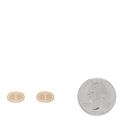 Hermes 18K Rose Gold Diamond Chaine d'Ancre Contour Stud Earrings 2 of 4