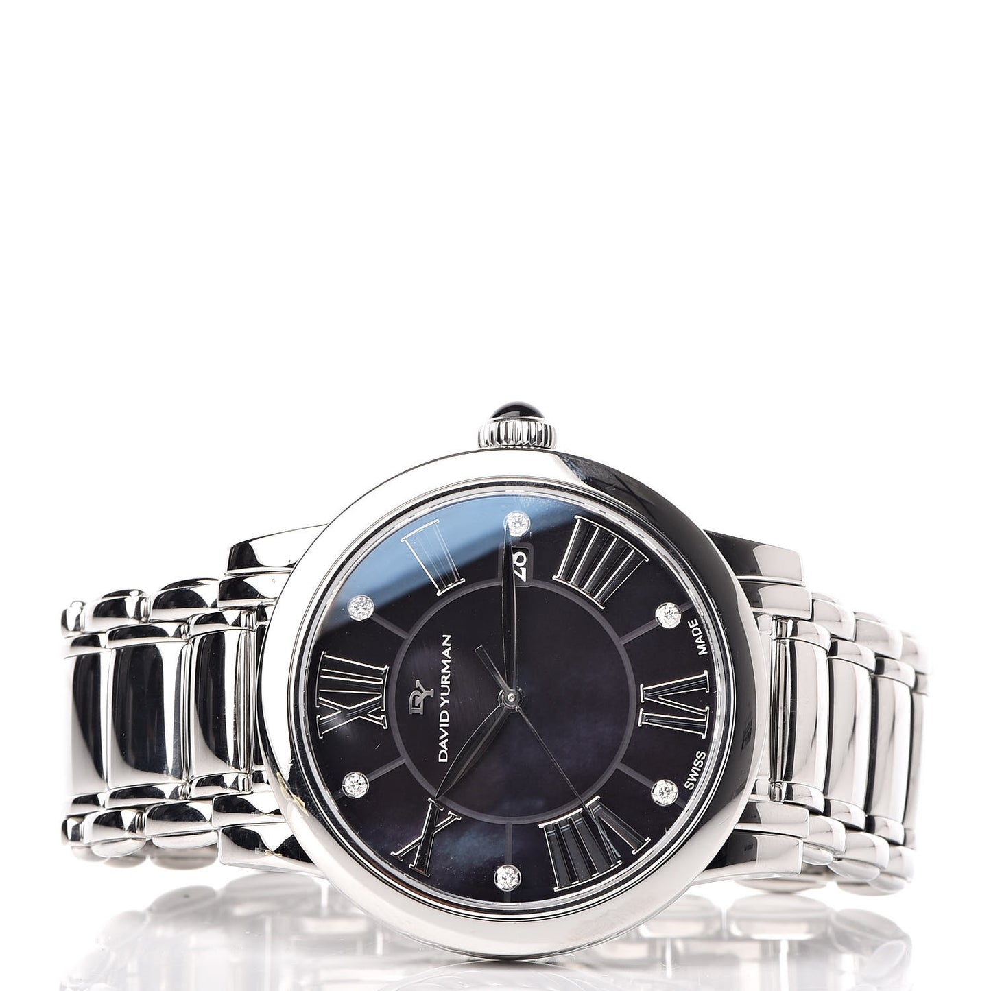Stainless Steel Diamond Black Mother of Pearl 38mm Classic Quartz Watch