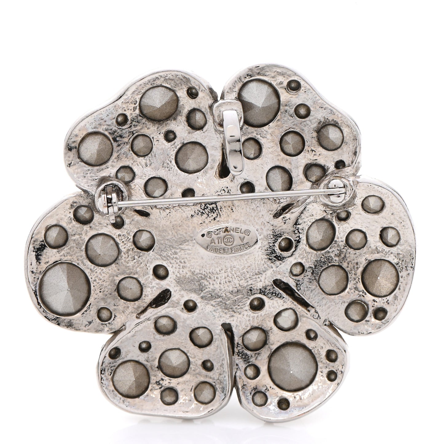 Swarovski Crystal Camellia CC Brooch Silver