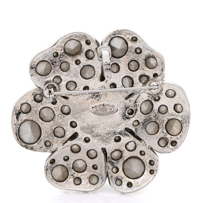 Chanel Swarovski Crystal Camellia CC Brooch Silver 3 of 5