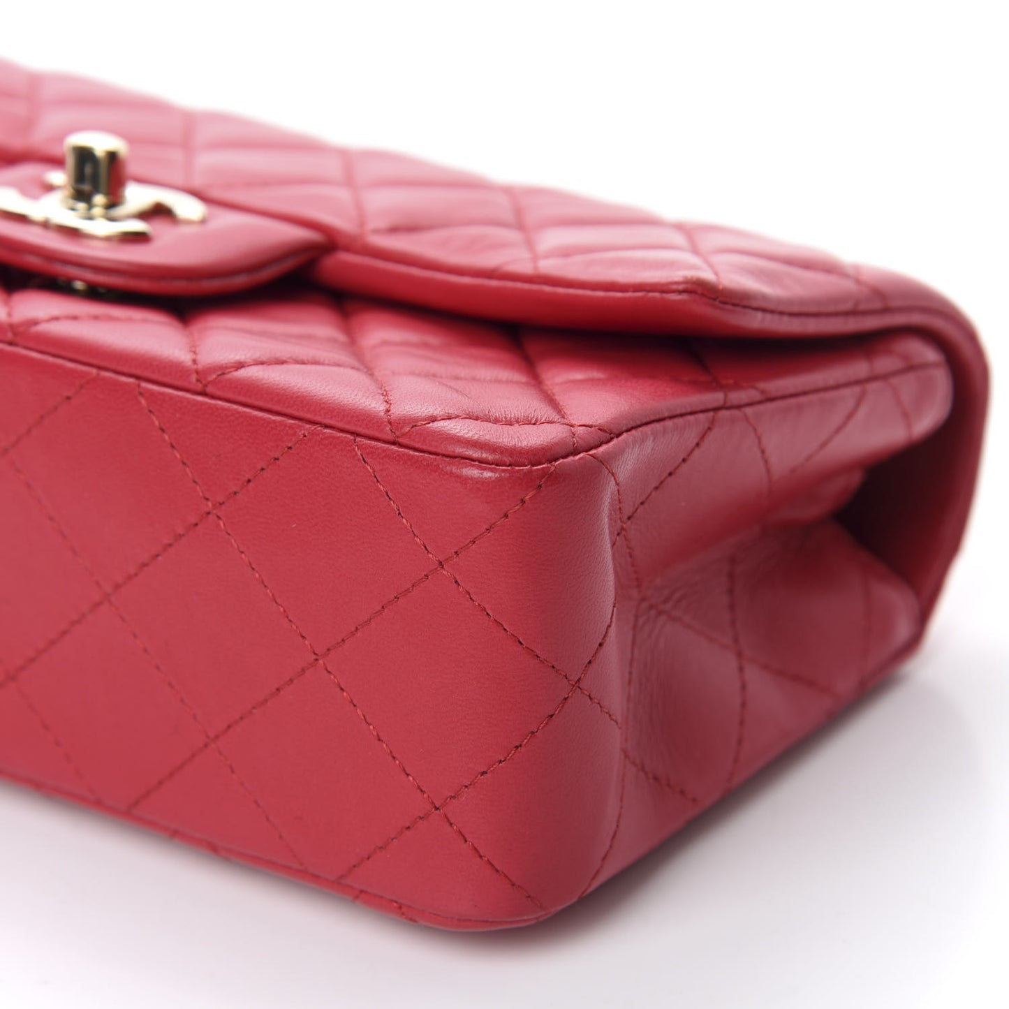 Lambskin Quilted Mini Rectangular Flap Red