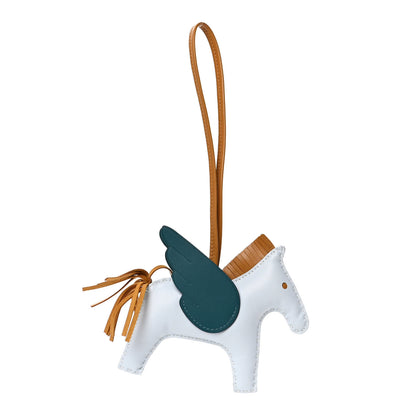 Hermes Milo Lambskin Grigri Rodeo Pegase Horse Bag Charm MM Bleu Brume Sesame Vert Bosphore 3 of 3