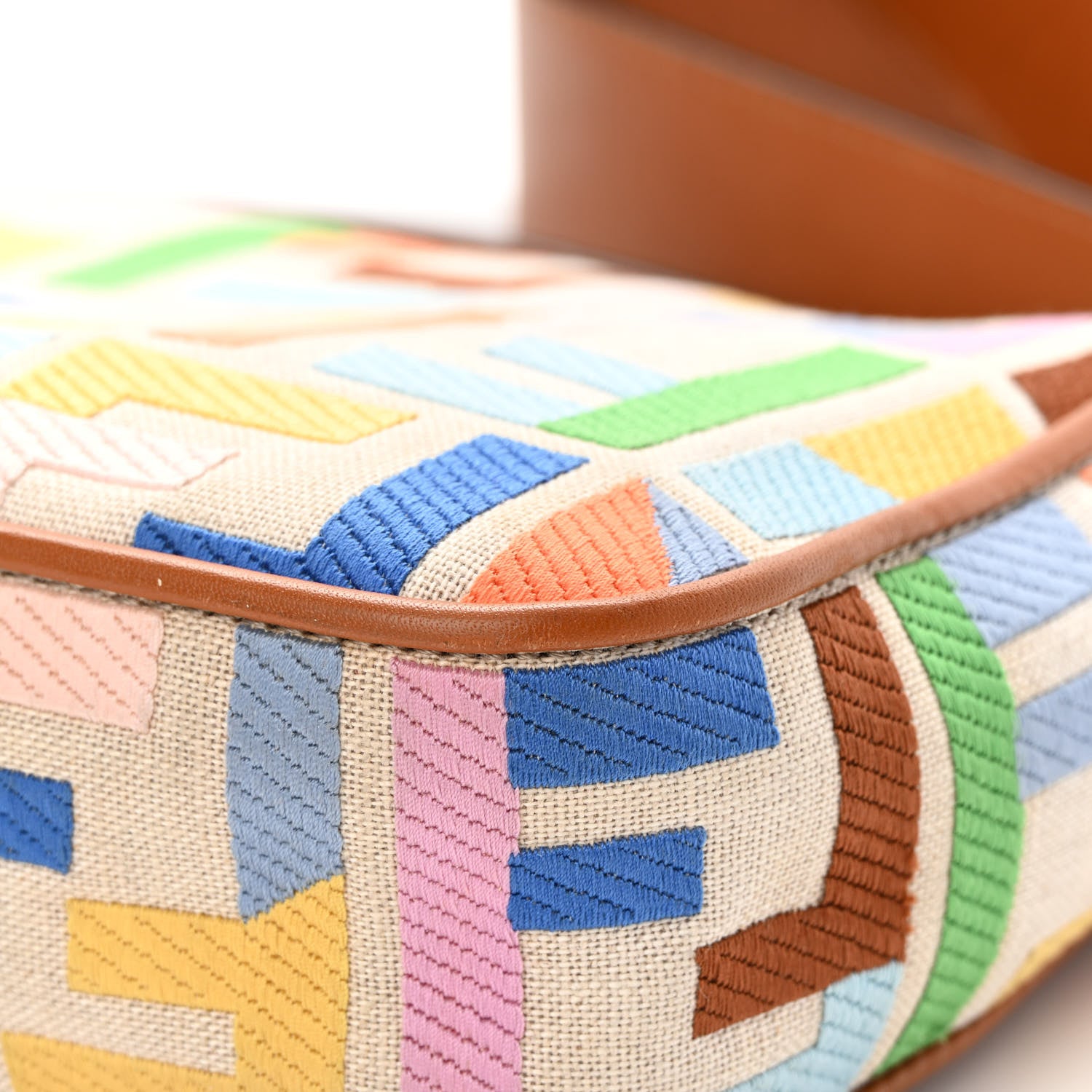 Fendi Kuban Canvas Vitello King FF Embroidered Baguette Grezzo Multicolor 11 of 16
